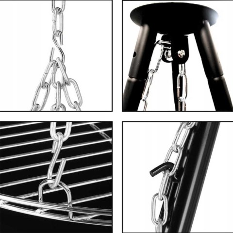 TRÓJNÓG STALOWY 15Ocm Z RUSZTEM 50cm GRILL DO PALENISK OGRODOWYCH