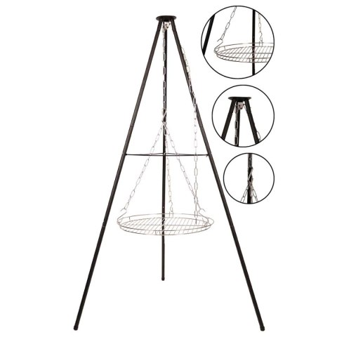 TRÓJNÓG STALOWY 15Ocm Z RUSZTEM 50cm GRILL DO PALENISK OGRODOWYCH