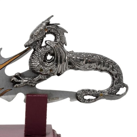 Sztylet dekoracyjny smok na podstawie 19 cm - fantasy - stal nierdzewna - SW-185