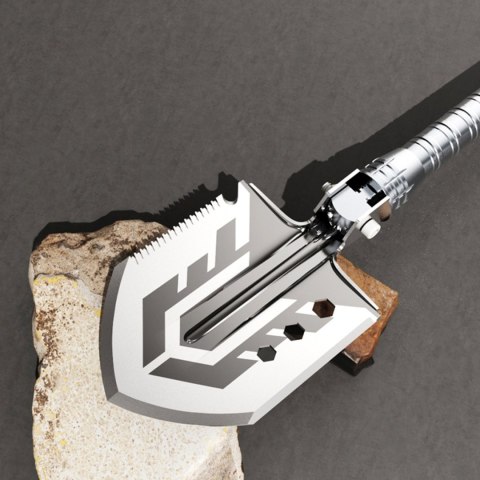 Saperka wielofunkcyjna na survival bushcraft nóż zbijak krzesiwo gwizdek harpun - szara