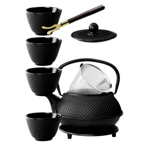 ZAPARZACZ ŻELIWNY DZBANEK CZARNY 900ml Z FILTREM i FILIŻANKAMI PREZENT