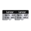 Zestaw 2 kart pamięci Lexar High-Performance Silver Plus microSDXC 2x64GB + adapter