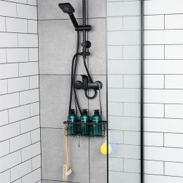 Półka pod prysznic do łazienki łazienkowa zawieszana metalowa czarna 33.5x12.5x38cm VILDE 568038