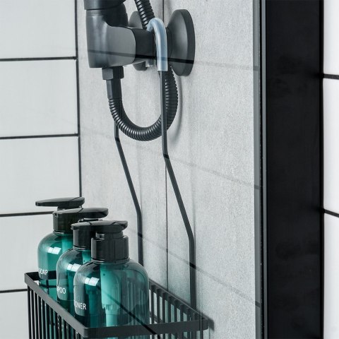 Półka pod prysznic do łazienki łazienkowa zawieszana metalowa czarna 33.5x12.5x38cm VILDE 568038