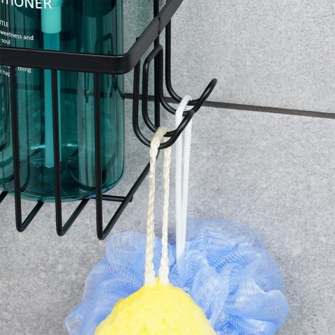 Półka pod prysznic do łazienki łazienkowa zawieszana metalowa czarna 33.5x12.5x38cm VILDE 568038