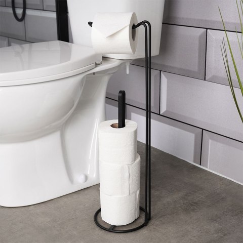 Stojak na papier toaletowy metalowy czarny 54cm VILDE 569736