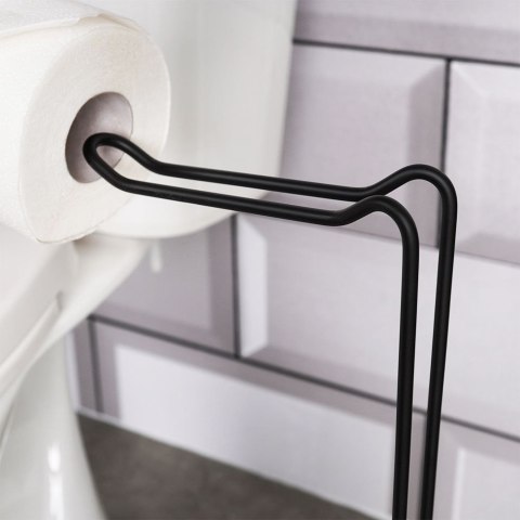 Stojak na papier toaletowy metalowy czarny 54cm VILDE 569736