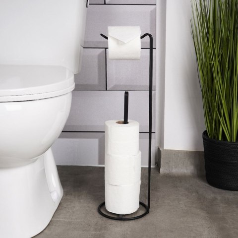 Stojak na papier toaletowy metalowy czarny 54cm VILDE 569736
