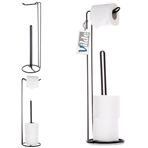 Stojak na papier toaletowy metalowy czarny 54cm VILDE 569736