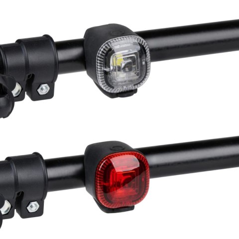 ZESTAW SILIKONOWYCH LAMP ROWEROWYCH LED PRZÓD TYŁ BLACK LED DUNLOP
