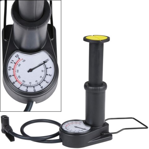 POMPKA ROWEROWA NOŻNA MINI Z MANOMETREM 180 PSI 2 ADAPTERY IGŁA DUNLOP