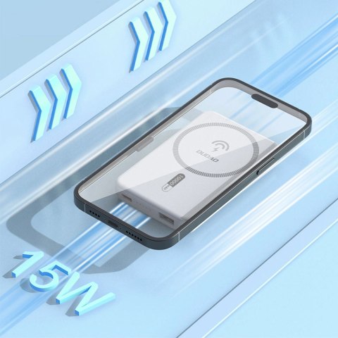 Powerbank magnetyczny Dudao K14S 20W 5000mAh 1x USB-A 1x USB-C - biały