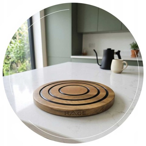 DREWNIANA PODKŁADKA PODSTAWKA MAGNETYCZNA POD GARNKI 20cm HAGE