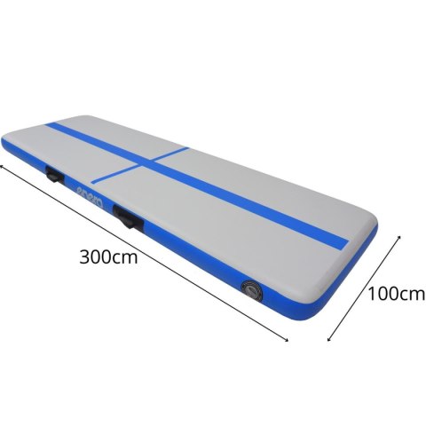 AIR TRACK MATERAC GIMNASTYCZNY MATA ŚCIEŻKA AKROBATYCZNA 300X100X15CM POMPKA ELEKTRYCZNA NIEBIESKA