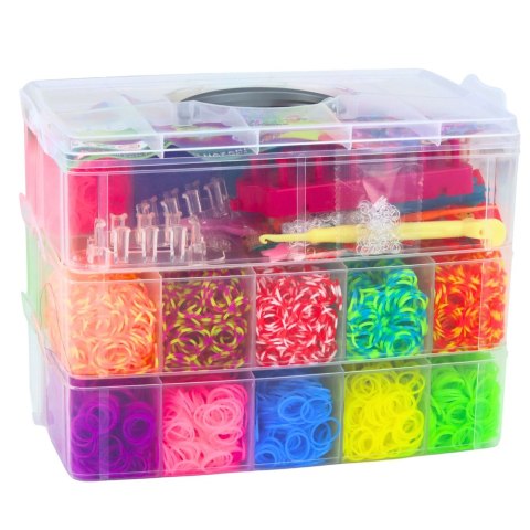 Duży Zestaw Kreatywny Gumki Do Robienia Bransoletek DIY Kuferek 15000 el.