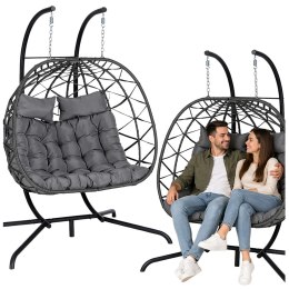 Dwuosobowy Fotel Wiszący Bujany Kokon Ogrodowy LEAN Poduszki Huśtawka