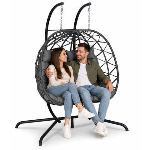 Dwuosobowy Fotel Wiszący Bujany Kokon Ogrodowy LEAN Poduszki Huśtawka
