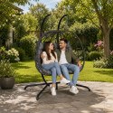 Dwuosobowy Fotel Wiszący Bujany Kokon Ogrodowy LEAN Poduszki Huśtawka