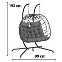 Dwuosobowy Fotel Wiszący Bujany Kokon Ogrodowy LEAN Poduszki Huśtawka