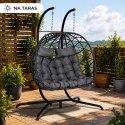 Dwuosobowy Fotel Wiszący Bujany Kokon Ogrodowy LEAN Poduszki Huśtawka