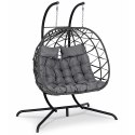 Dwuosobowy Fotel Wiszący Bujany Kokon Ogrodowy LEAN Poduszki Huśtawka