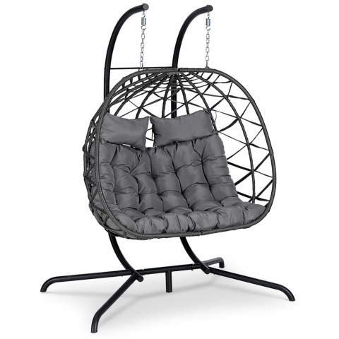 Dwuosobowy Fotel Wiszący Bujany Kokon Ogrodowy LEAN Poduszki Huśtawka