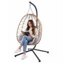 Fotel Wiszący Bujany Kokon Ogrodowy LEAN Poduszki Huśtawka Stelaż Brązowy