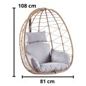 Fotel Wiszący Bujany Kokon Ogrodowy LEAN Poduszki Huśtawka Stelaż Brązowy