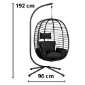 Fotel Wiszący Bujany Kokon Ogrodowy LEAN Poduszki Huśtawka Stelaż Czarny