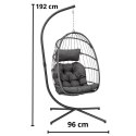 Fotel Wiszący Bujany Kokon Ogrodowy LEAN Poduszki Huśtawka Stelaż Szary