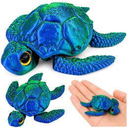Figurka Żółw Morski 3D Ruchome Płetwy Głowa Niebiesko-Zielony 8 cm