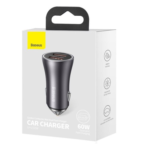 Ładowarka samochodowa 2x USB-A 60W - ciemnoszara