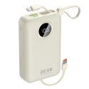 Powerbank K14+ 20000mAh 22.5W USB-C USB-A z wbudowanymi kablami iPhone Lightning USB-C - biały
