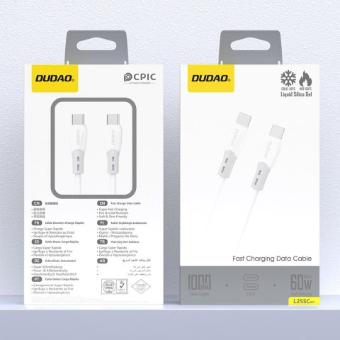 Kabel przewód z silikonowym oplotem USB-C L25SC 60W 1m - biały