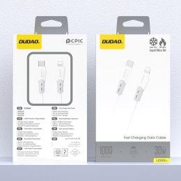 Kabel przewód z silikonowym oplotem USB-C - iPhone Lightning L25SX 30W 1m - biały