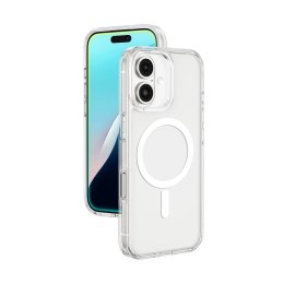 Etui silikonowe z pierścieniem magnetycznym do iPhone 16 - przezroczyste