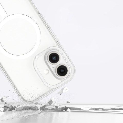 Etui silikonowe z pierścieniem magnetycznym do iPhone 16 - przezroczyste