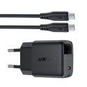 Ładowarka sieciowa z wyświetlaczem kablem USB-C GaN PD 20W - czarna