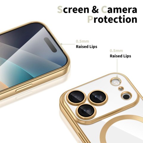 Etui case na iPhone 17 Pro MagFlex MagSafe - przezroczysto złote