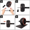 Kółko do ćwiczeń mięśni brzucha ab wheel z matą - czarne