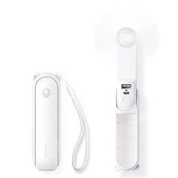 Mini wentylator wiatrak przenośny z funkcją powerbanka i latarką składany 4500mAh USB-C - biały