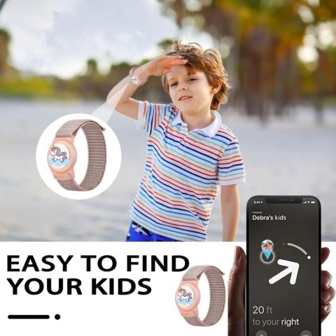 Pasek opaska nylonowa na lokalizator Apple AirTag 1 / 2 dla dziecka - różowy