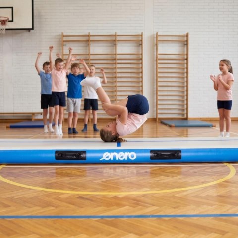 AIR TRACK MATERAC GIMNASTYCZNY MATA ŚCIEŻKA AKROBATYCZNA 300X100X15CM POMPKA ELEKTRYCZNA NIEBIESKA