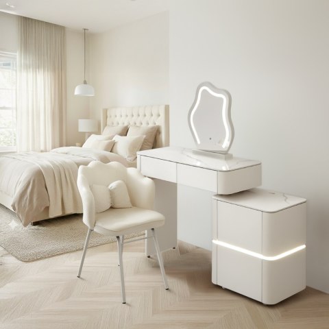 Toaletka kosmetyczna LED/ Komplet mebli blat 100 cm- Lilia - kolor biały