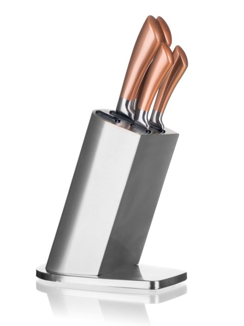 ZESTAW 5 NOŻY KUCHENNYCH W STOJAKU BANQUET COPPER