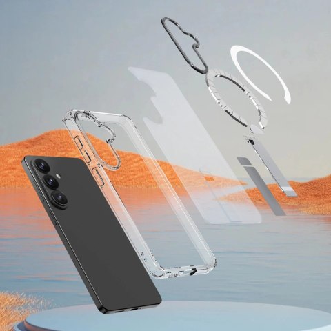 Etui Hybrid Armor X na Samsung Galaxy A57 z podstawką kompatybilne z MagSafe - przezroczyste