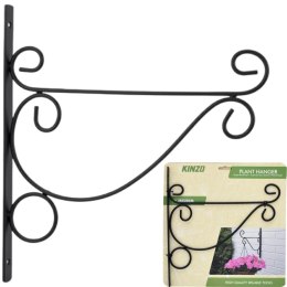 WIESZAK NA ROŚLINY METALOWY ZAWIJASY ORNAMENT CZARNY 26X28CM KINZO