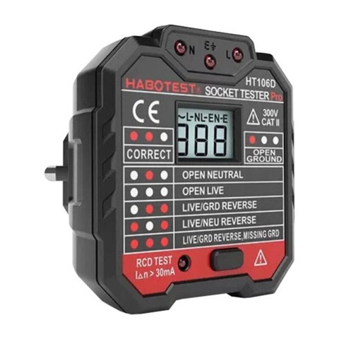 Tester gniazd HABOTEST HT106D z wyświetlaczem