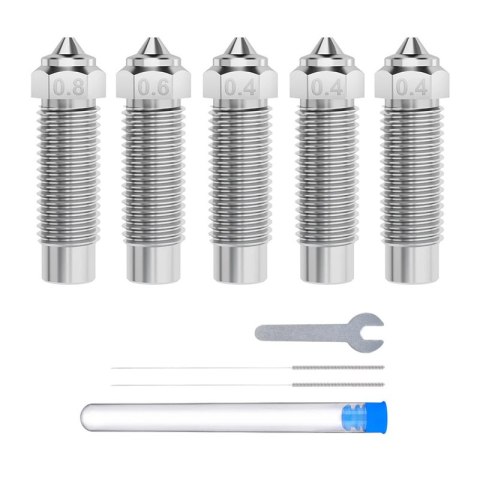 Zestaw dysz stalowych utwardzanych ELEGOO Neptune 4 Plus / 4 Max (0,4 mm x3, 0,6 mm x1, 0,8 mm x1)