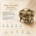 Złota Szkatułka Metalowa na Biżuterię Retro - 2139M